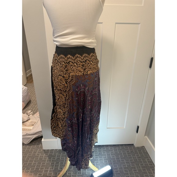 Floral Peasant Boho Tiered Maxi Skirt One Size M/L Cottage Core Festival Gypsy - Picture 3 of 5